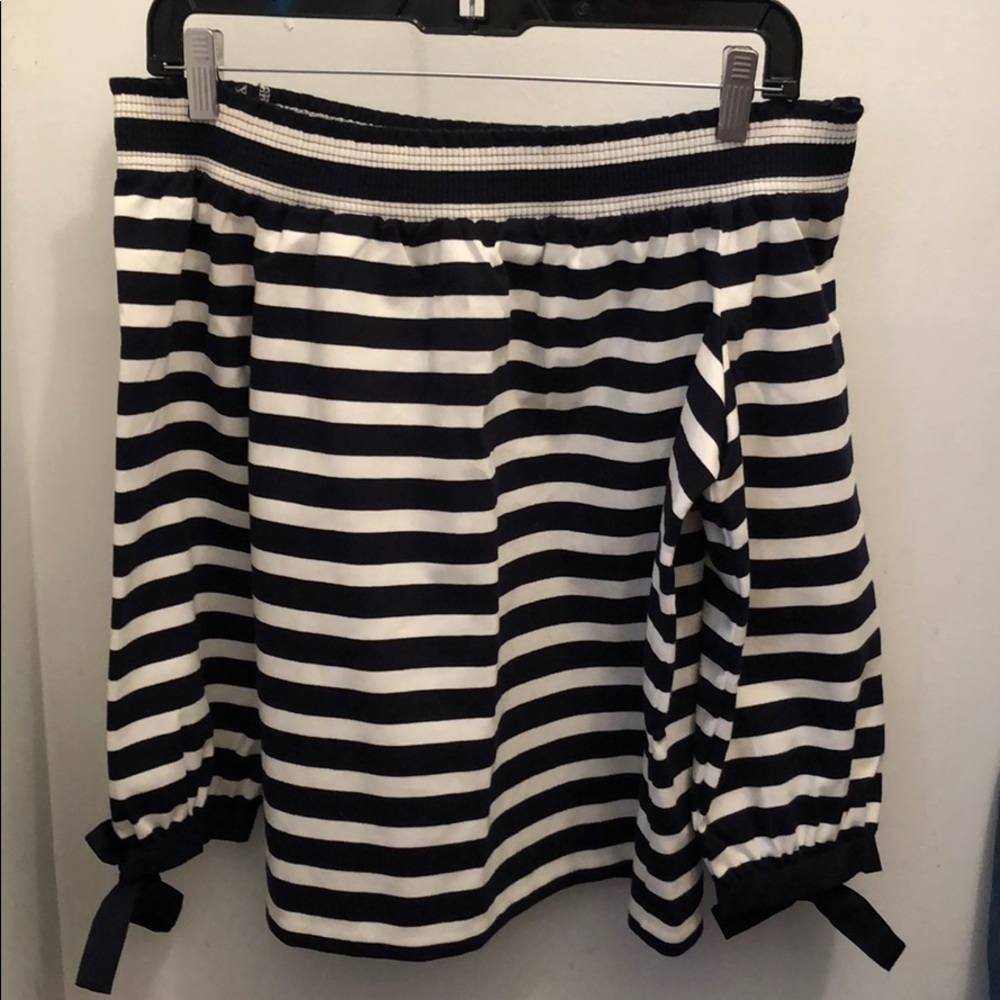 J.Crew Navy & White stripe off the shoulder blouse